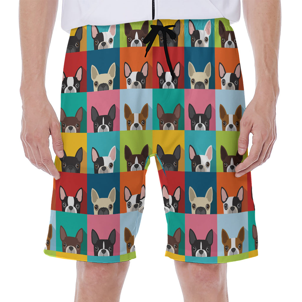 Boston Terrier Puppy Faces Print Men's Beach Shorts