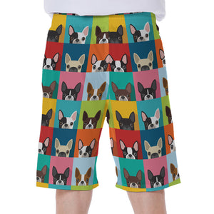 Boston Terrier Puppy Faces Print Men's Beach Shorts