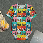 Boston Terrier Puppy Faces Print Men's Bodysuit