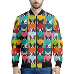 Boston Terrier Puppy Faces Print Men's Bomber Jacket