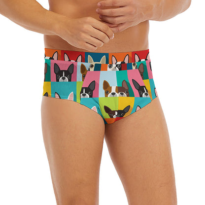 Boston Terrier Puppy Faces Print Men's Briefs