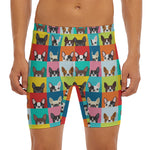 Boston Terrier Puppy Faces Print Men's Long Boxer Briefs