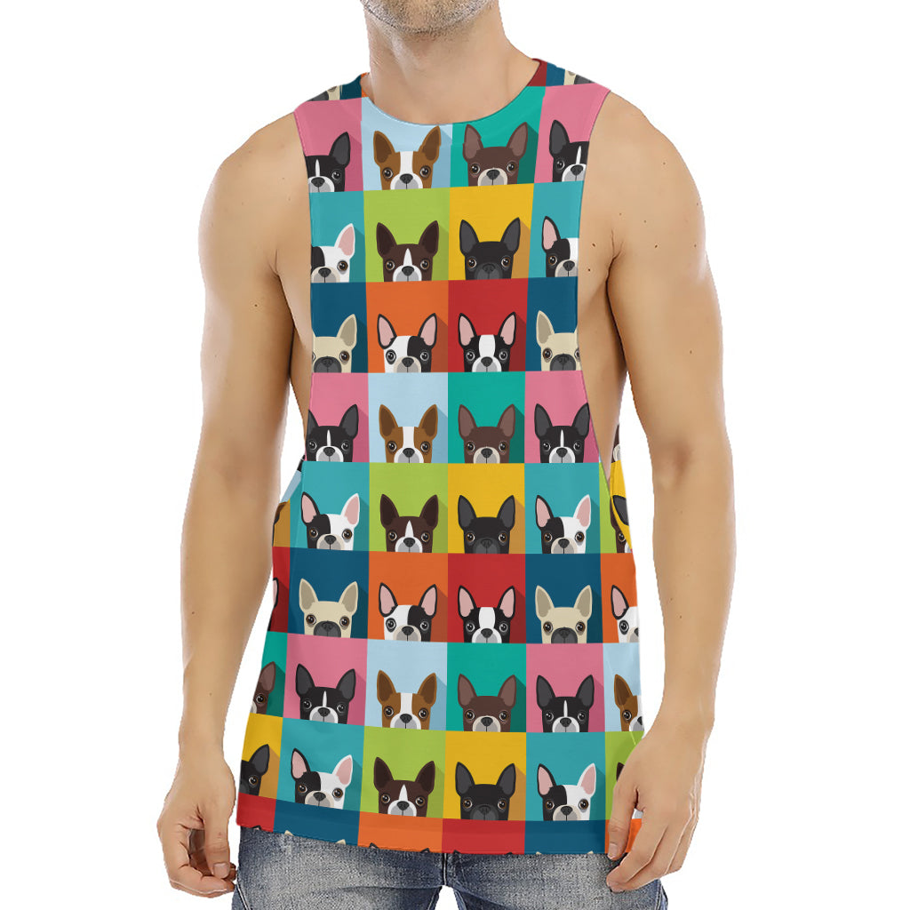 Boston Terrier Puppy Faces Print Men's Muscle Tank Top