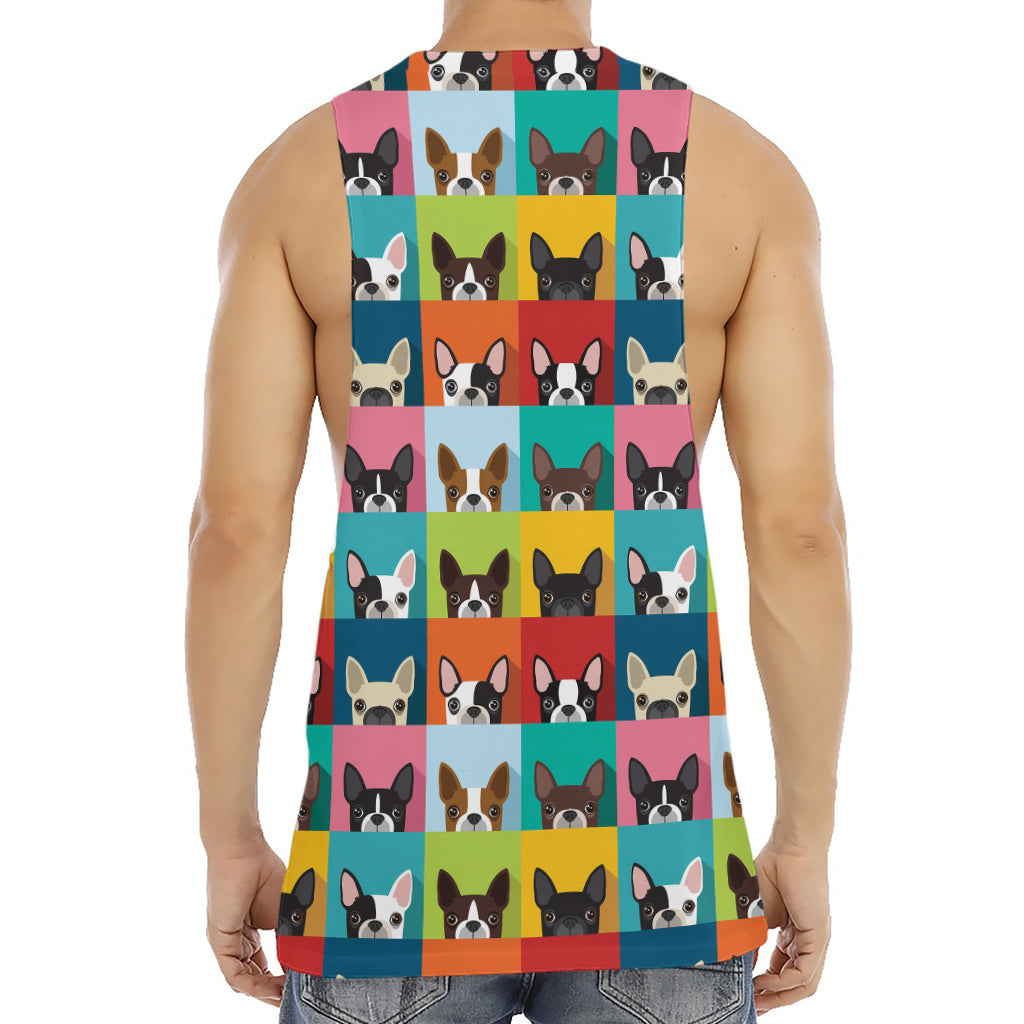 Boston Terrier Puppy Faces Print Men's Muscle Tank Top