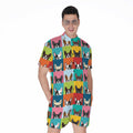 Boston Terrier Puppy Faces Print Men's Romper