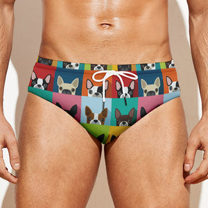 Boston Terrier Puppy Faces Print Men's Swim Briefs