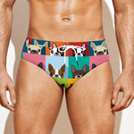 Boston Terrier Puppy Faces Print Men's Swim Briefs