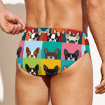 Boston Terrier Puppy Faces Print Men's Swim Briefs