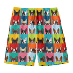 Boston Terrier Puppy Faces Print Men's Swim Trunks