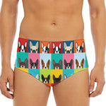 Boston Terrier Puppy Faces Print Men's Triangle Swim Briefs