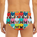 Boston Terrier Puppy Faces Print Men's Triangle Swim Briefs