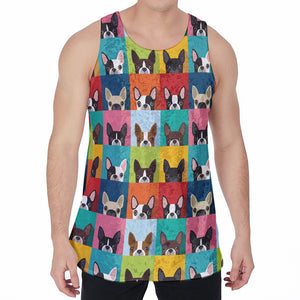 Boston Terrier Puppy Faces Print Men's Velvet Tank Top