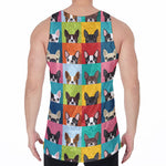 Boston Terrier Puppy Faces Print Men's Velvet Tank Top