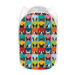 Boston Terrier Puppy Faces Print Mesh Laundry Hamper