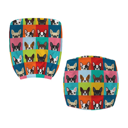 Boston Terrier Puppy Faces Print Office Chair Cover