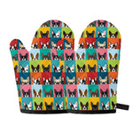 Boston Terrier Puppy Faces Print Oven Mitts