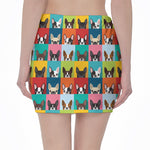 Boston Terrier Puppy Faces Print Pencil Mini Skirt