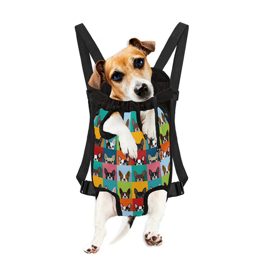 Boston Terrier Puppy Faces Print Pet Carrier Backpack