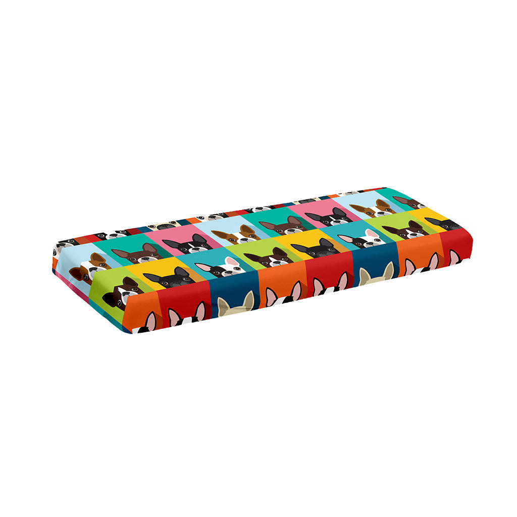 Boston Terrier Puppy Faces Print Piano Keyboard Cover