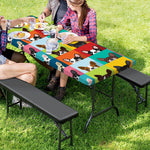 Boston Terrier Puppy Faces Print Picnic Table Cover