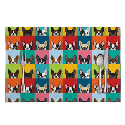 Boston Terrier Puppy Faces Print Placemat