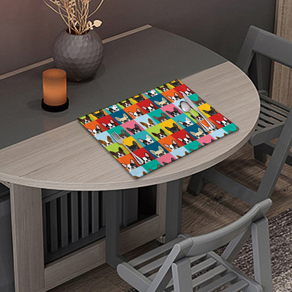 Boston Terrier Puppy Faces Print Placemat