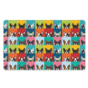 Boston Terrier Puppy Faces Print Polyester Doormat