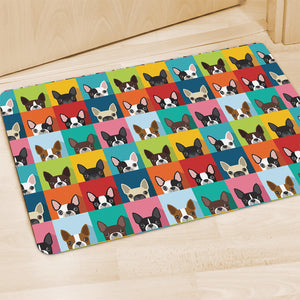 Boston Terrier Puppy Faces Print Polyester Doormat