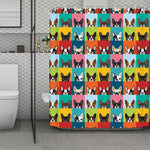 Boston Terrier Puppy Faces Print Polyester Shower Curtain