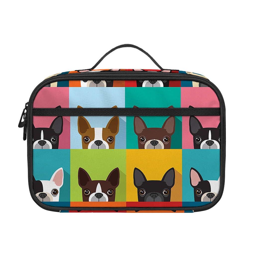 Boston Terrier Puppy Faces Print Portable Lunch Bag