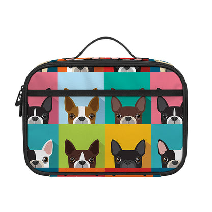 Boston Terrier Puppy Faces Print Portable Lunch Bag