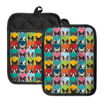 Boston Terrier Puppy Faces Print Pot Holders With Pocket