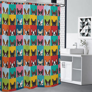 Boston Terrier Puppy Faces Print Premium Shower Curtain