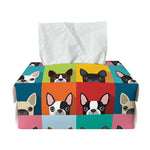 Boston Terrier Puppy Faces Print Rectangle Tissue Box Cover