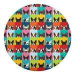 Boston Terrier Puppy Faces Print Round Blanket