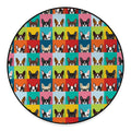 Boston Terrier Puppy Faces Print Round Floor Mat