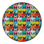 Boston Terrier Puppy Faces Print Round Floor Mat