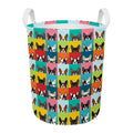 Boston Terrier Puppy Faces Print Round Laundry Basket