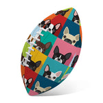 Boston Terrier Puppy Faces Print Rugby Ball
