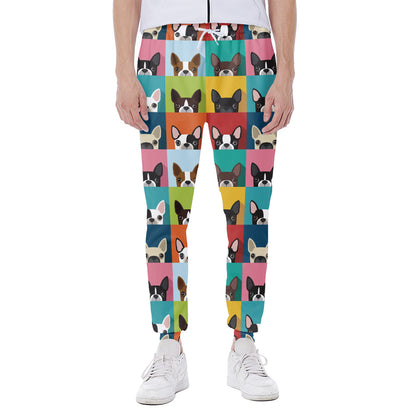 Boston Terrier Puppy Faces Print Scuba Joggers