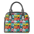 Boston Terrier Puppy Faces Print Shoulder Handbag
