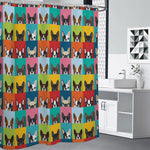 Boston Terrier Puppy Faces Print Shower Curtain