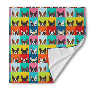 Boston Terrier Puppy Faces Print Silk Bandana