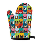 Boston Terrier Puppy Faces Print Single Oven Mitt