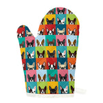 Boston Terrier Puppy Faces Print Single Oven Mitt