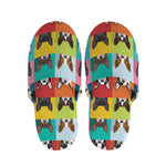 Boston Terrier Puppy Faces Print Slippers