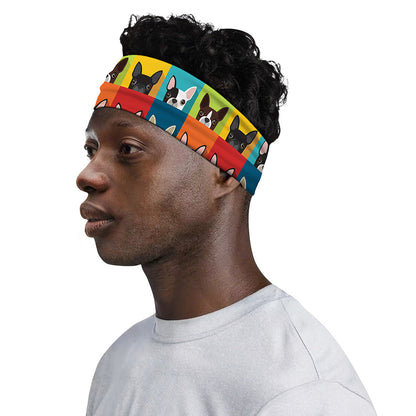 Boston Terrier Puppy Faces Print Sports Headband