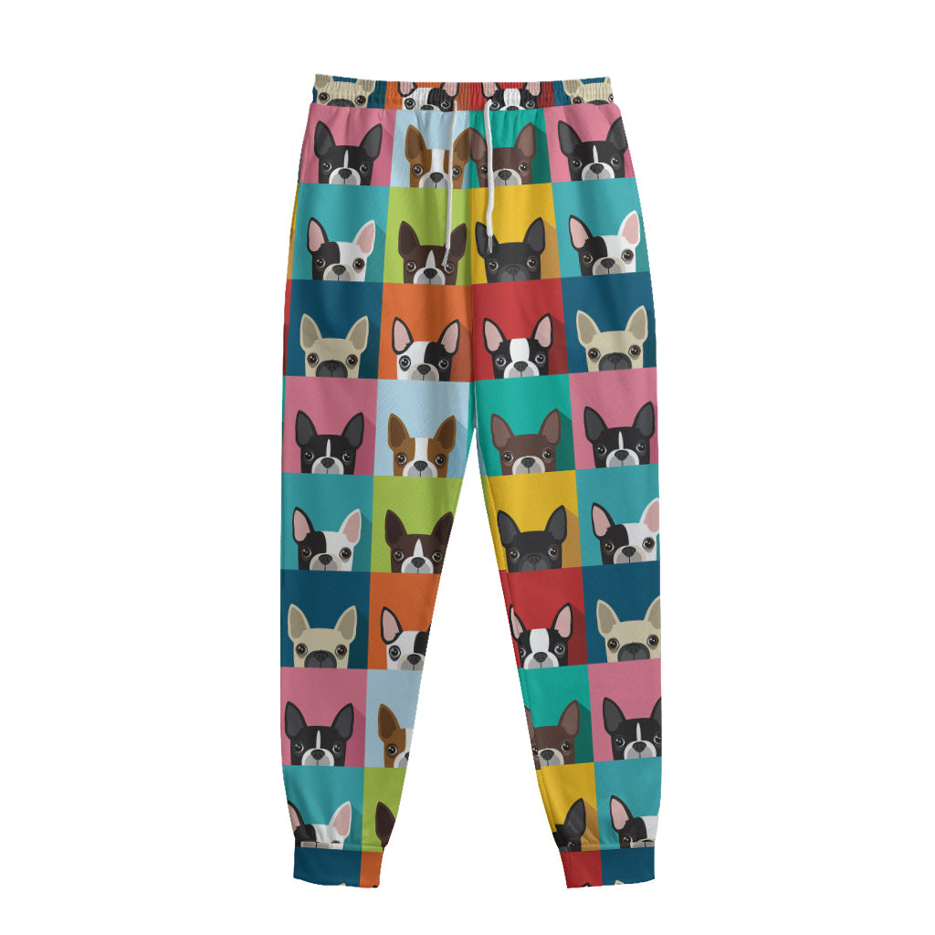 Boston Terrier Puppy Faces Print Sweatpants