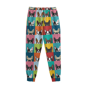 Boston Terrier Puppy Faces Print Sweatpants