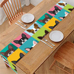 Boston Terrier Puppy Faces Print Table Runner